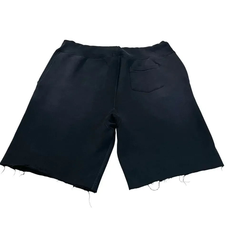 Polo Ralph Lauren Mens Gym Sweatshorts XL Logo Cutoff Frayed Fleece Lined Black